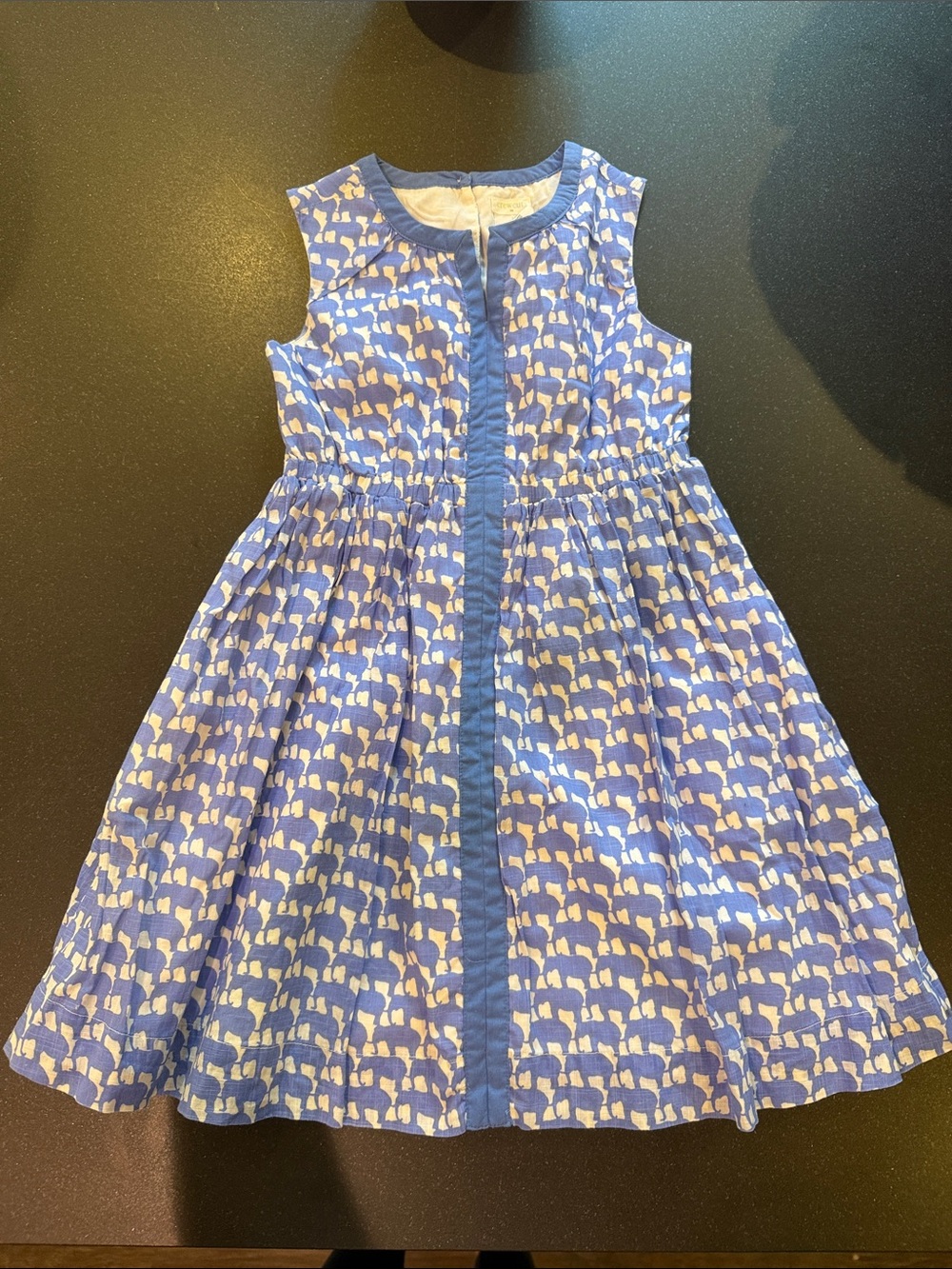 Crewcuts size 5 Girls Blue Elephant Print Cotton Dress